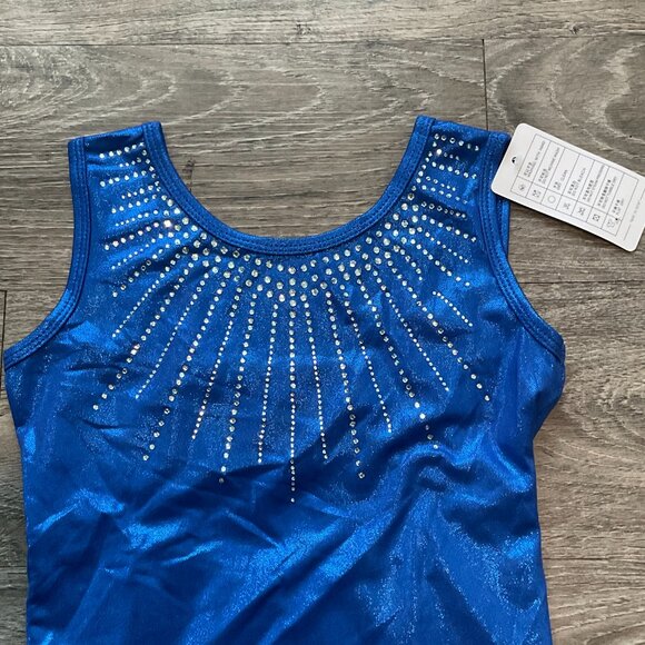 NWT Girl's‎ Gymnastics Leotards Dance Outfit Shiny Jewels Athletic Size 12A Blue - Picture 4 of 7